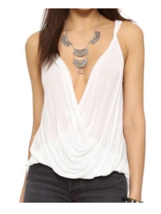 Free People Tops - NWT Free People Bullseye Surplice Drape Tank Top Ivory Size Medium